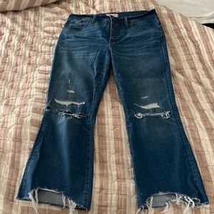 Madewell Cali Demi Boot Jeans distressed denim size 32